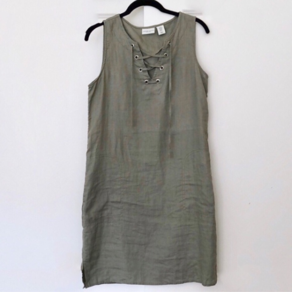 Adrienne Vittadini Linen Lace up dress